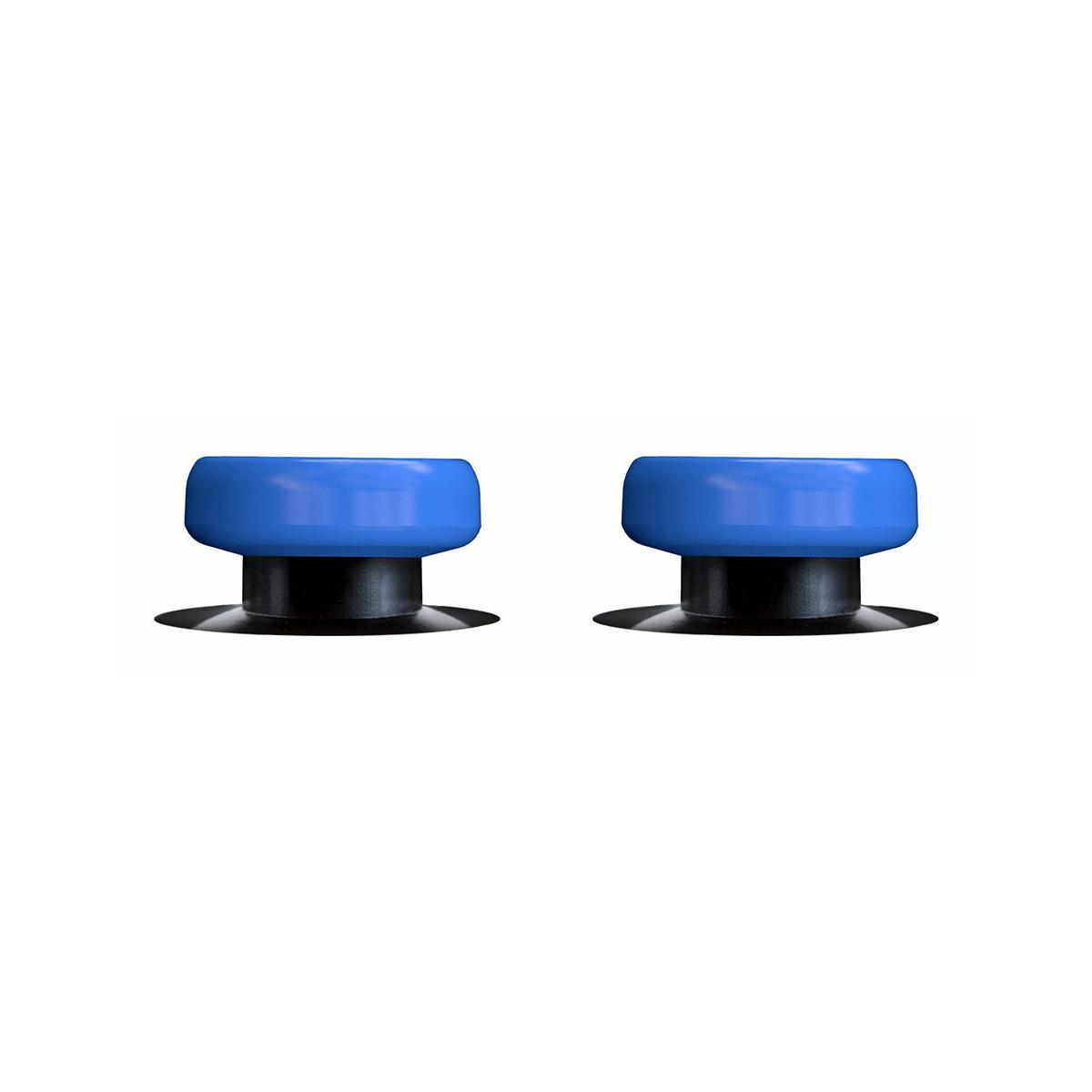 Due cappucci per joystick blu con steli neri su sfondo bianco.