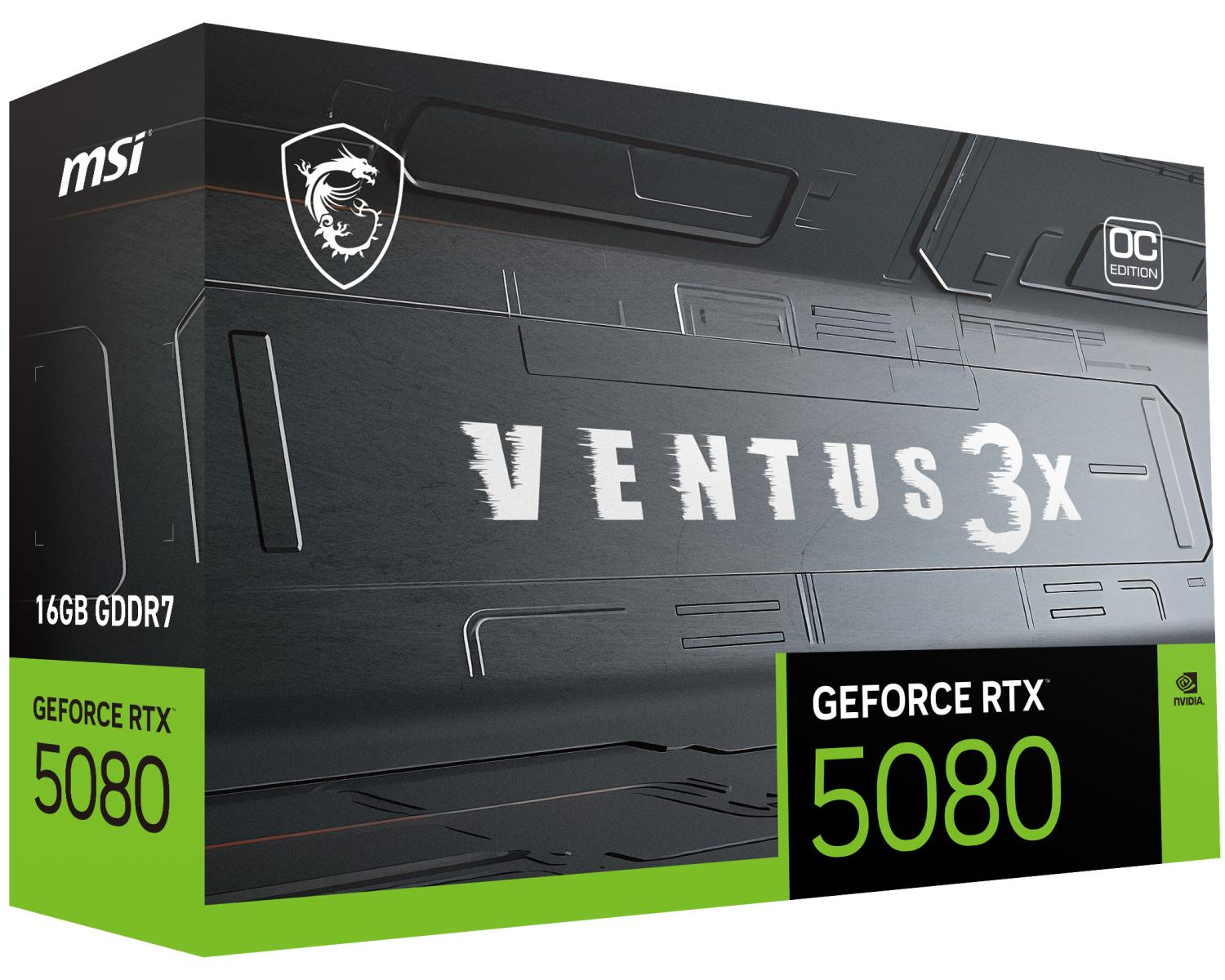 MSI Ventus 3X GeForce RTX 5080 16GB GDDR7 OC Edition ekran kartı.