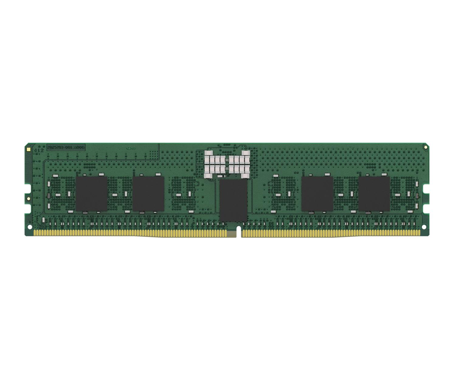 Ein grünes RAM-Modul mit goldenen Kontakten und schwarzen Chips.