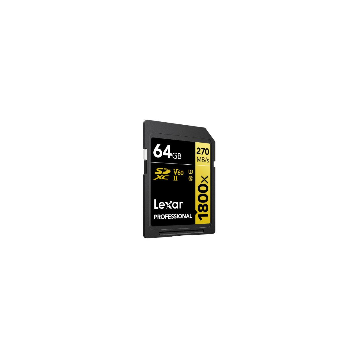 Lexar 64 GB SD-Karte mit 1800x Geschwindigkeit, 270 MB/s.