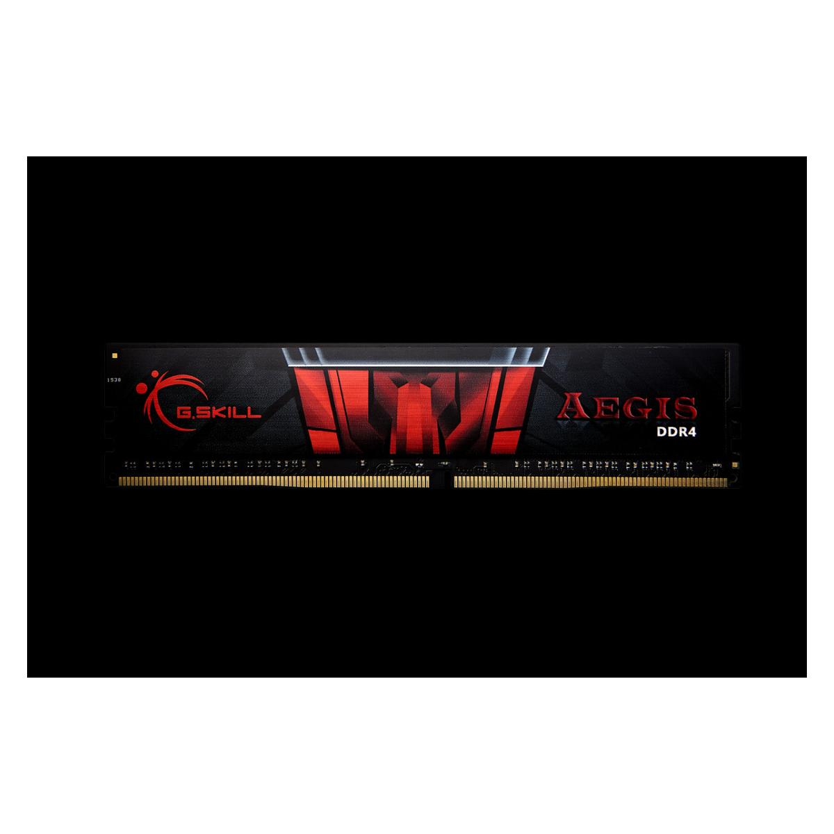 Een zwarte DDR4 RAM-stick met een rood G.Skill-logo en rode accenten.