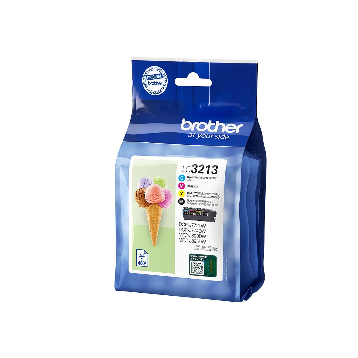 Brother inktcartridge verpakking met ijshoorntje design en productdetails.