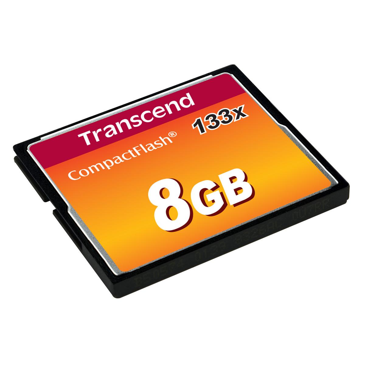 Scheda di memoria Transcend CompactFlash da 8GB, velocità 133x.