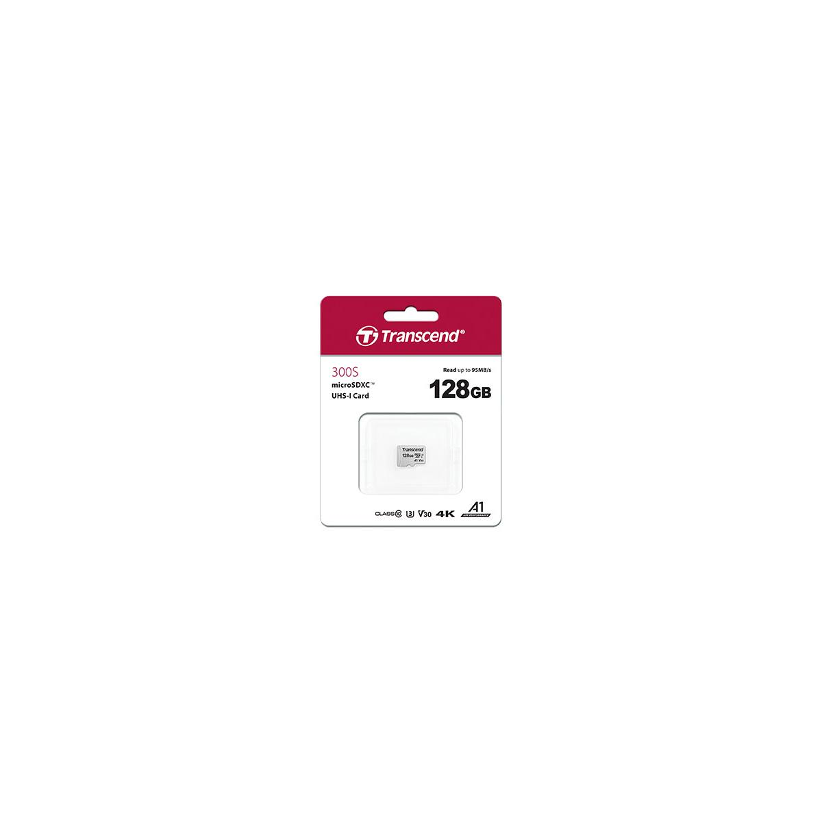 Transcend 128GB microSDXC UHS-I Speicherkarte, bis zu 95MB/s, Klasse 10, V30, 4K.