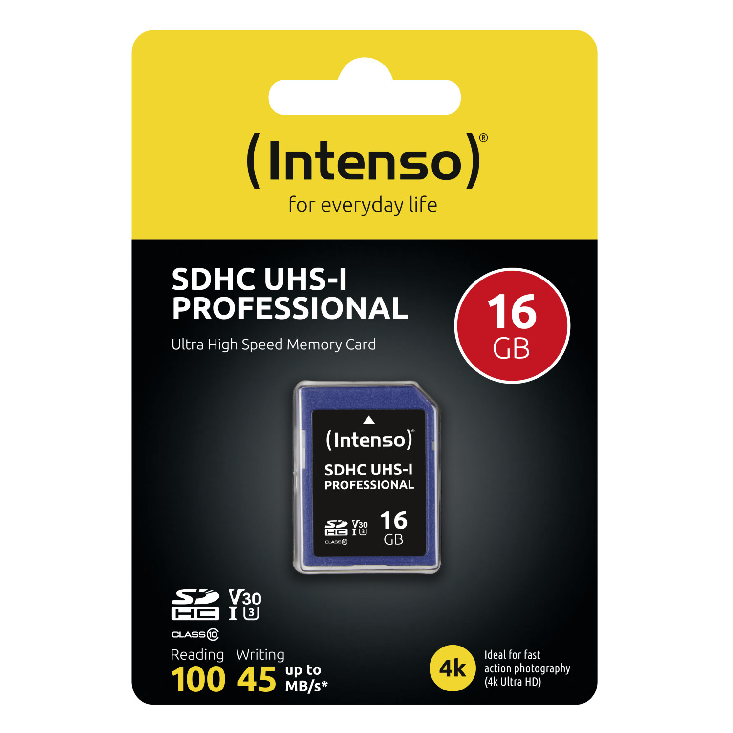 Scheda di memoria Intenso 16GB SDHC UHS-I Professional. Lettura/scrittura veloce.