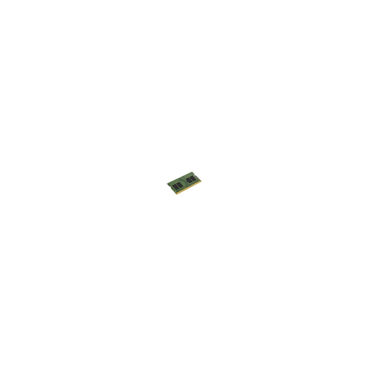 Un modulo RAM verde con chip neri giace su sfondo bianco.