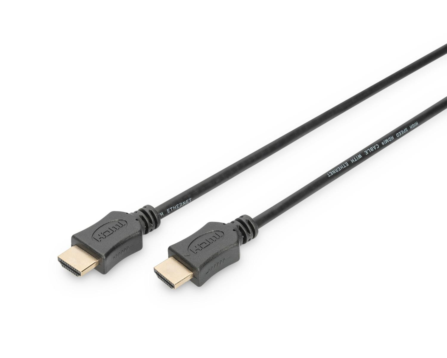 Beyaz arka plan üzerinde altın konektörlü iki siyah HDMI kablosu.