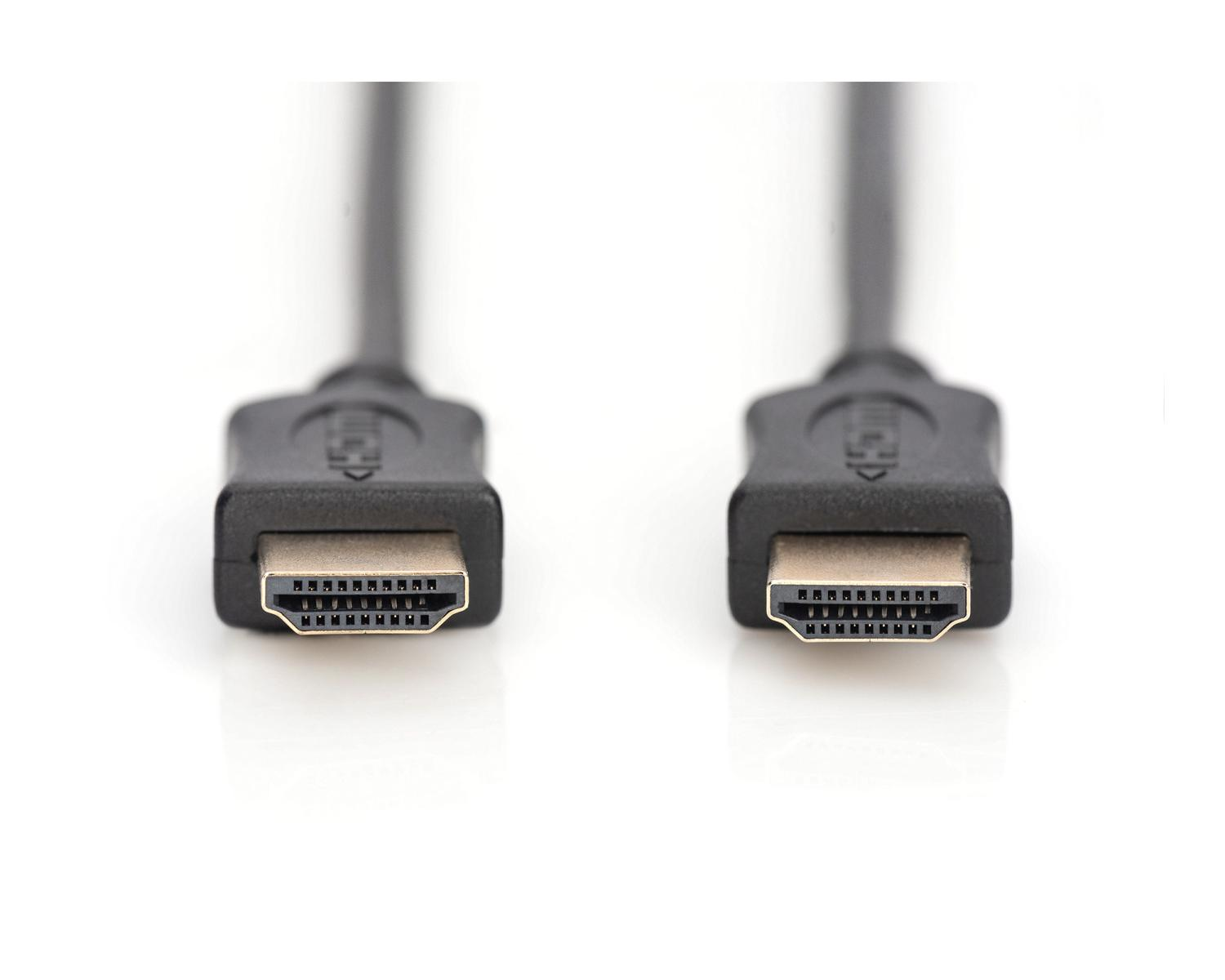 Yan yana duran, siyah gövdeli ve altın pinli iki HDMI konektörü.