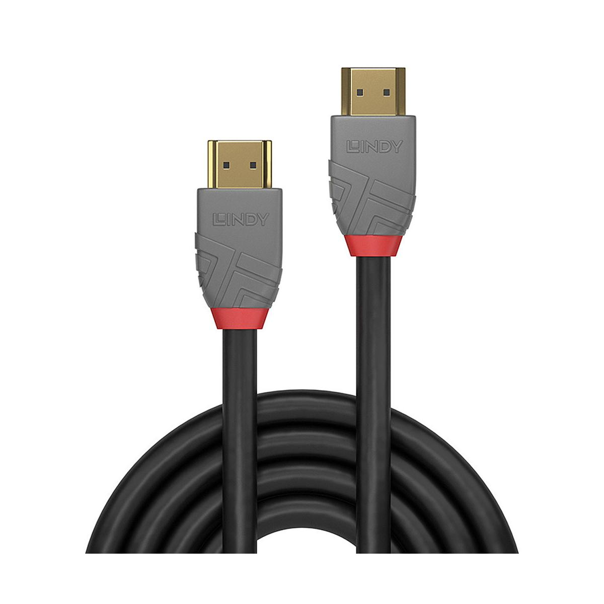 Zwei schwarze HDMI-Kabel mit grauen Steckern, roten Ringen und goldenen Anschlüssen.