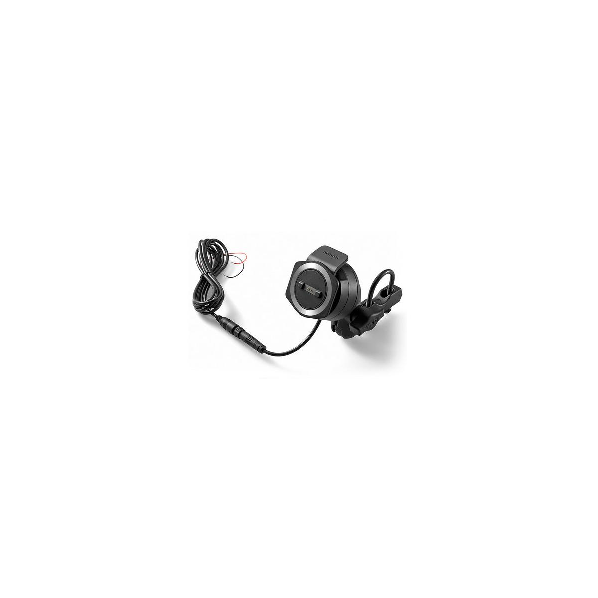 Supporto bici nero con cavo e connettore.