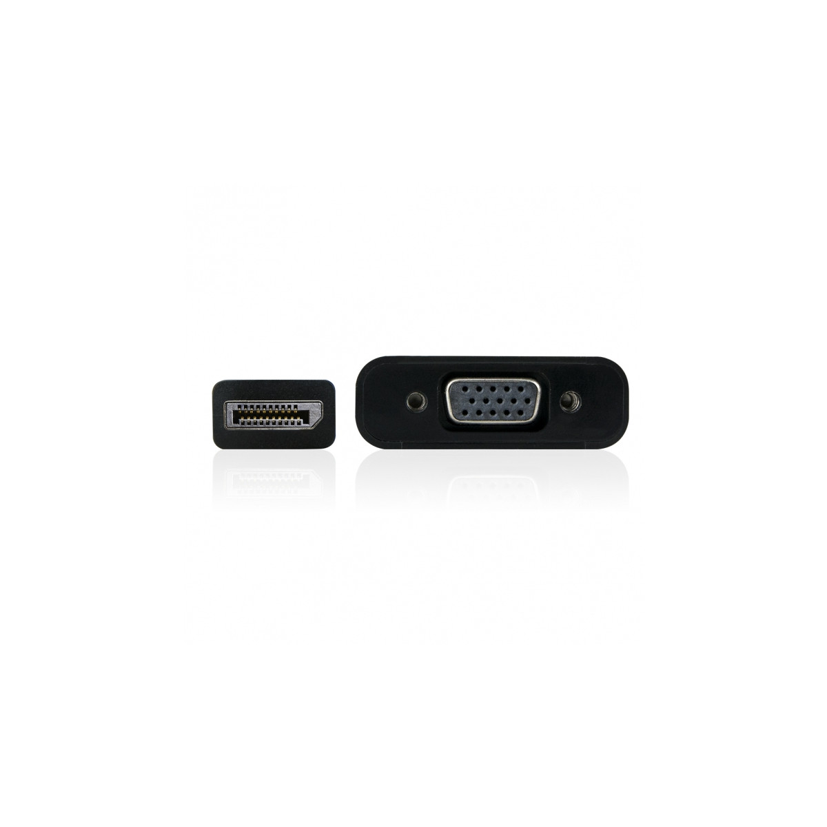 DisplayPort- und VGA-Anschlüsse auf weißem Hintergrund.