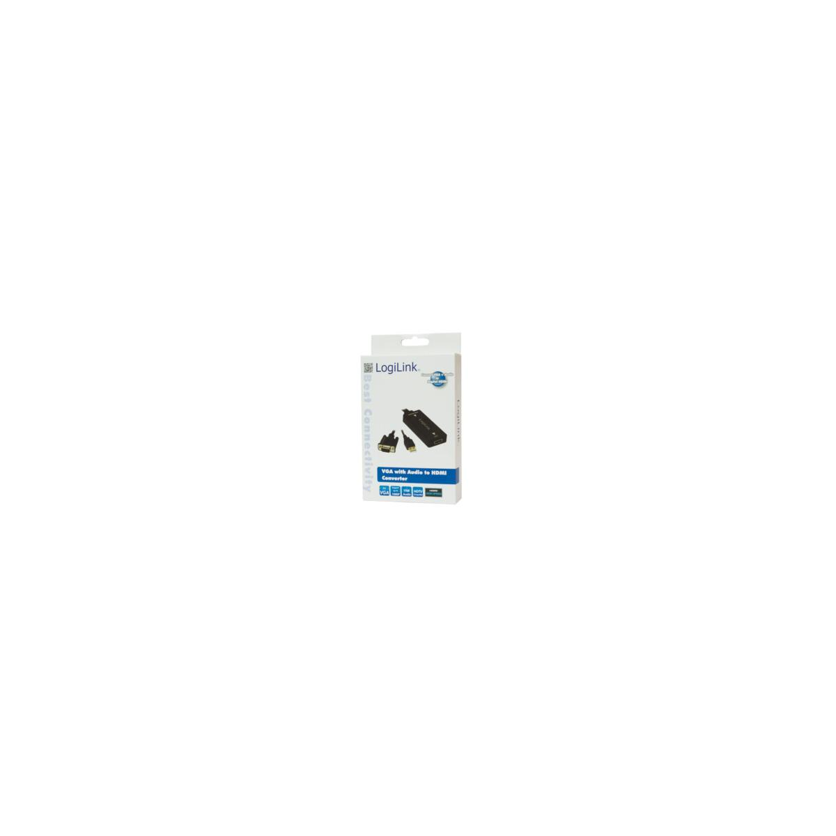 Adapter LogiLink VGA do HDMI z audio, czarny złączem.