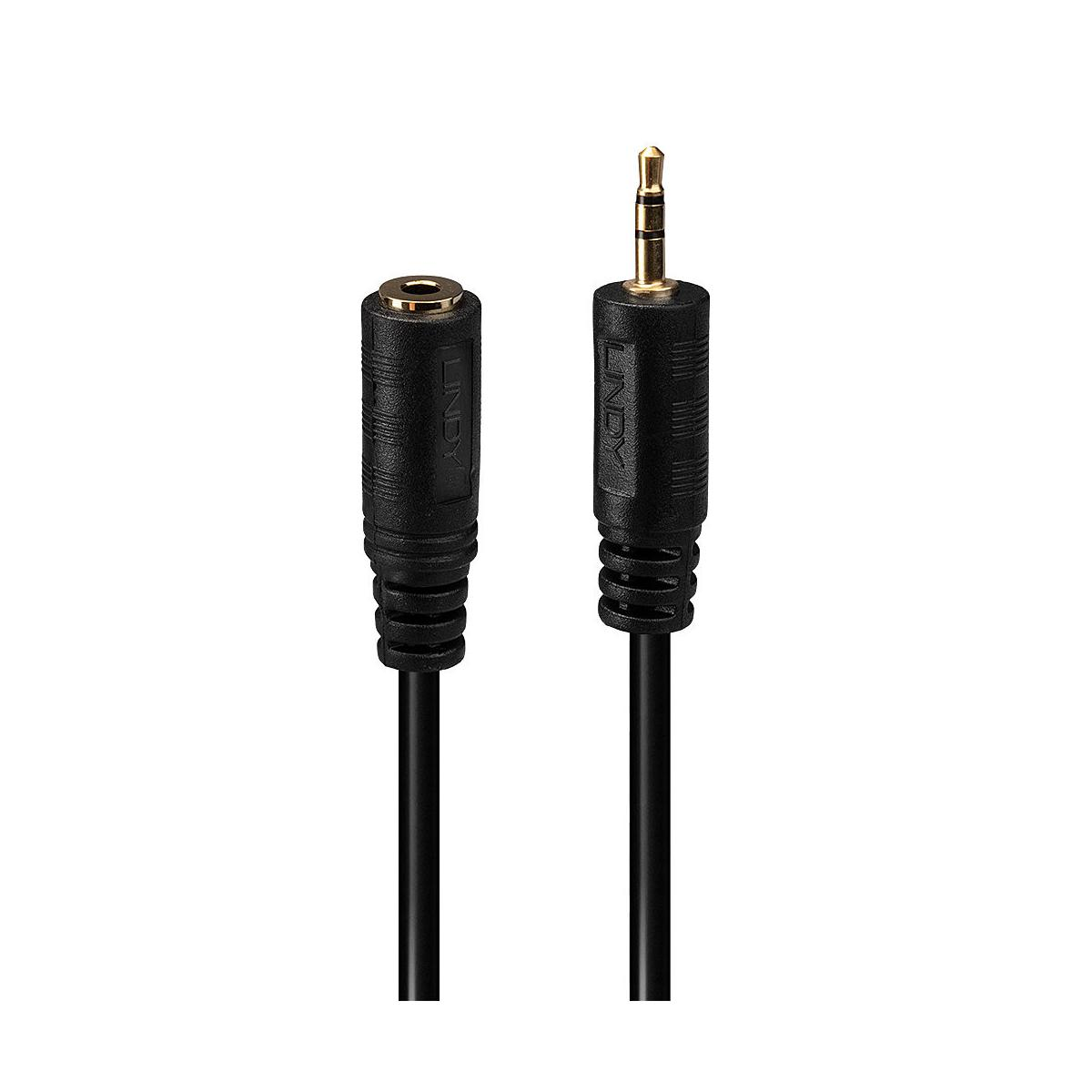 Cavo audio nero con spina maschio e jack femmina da 3,5 mm, marca LINDY.