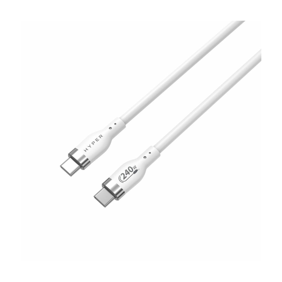 White USB-C cable with two connectors, labeled "HYPER 240W".