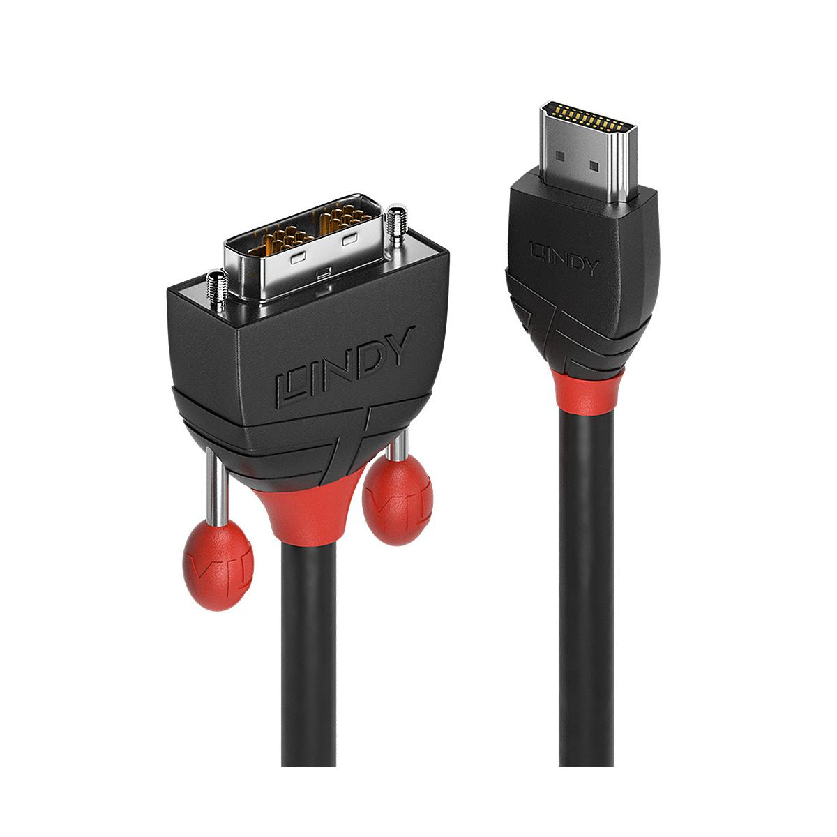 Dos adaptadores de cable LINDY, uno con conector DVI y el otro con conector HDMI.