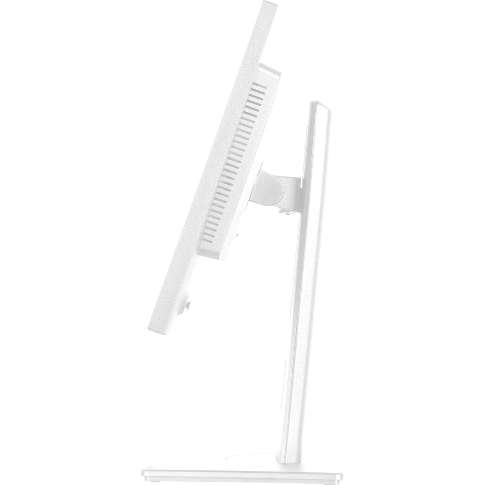 Un monitor di computer bianco con fessure di ventilazione, visto di lato.