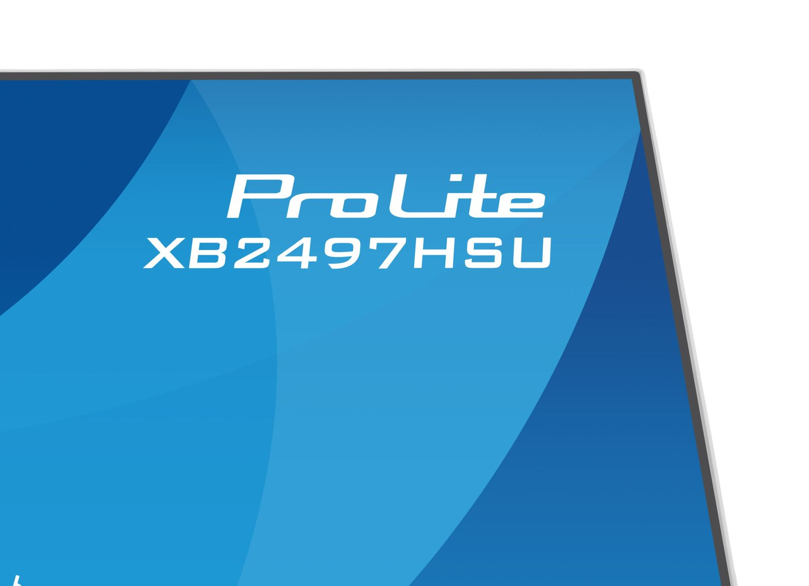Uno schermo blu con testo bianco: ProLite XB2497HSU.
