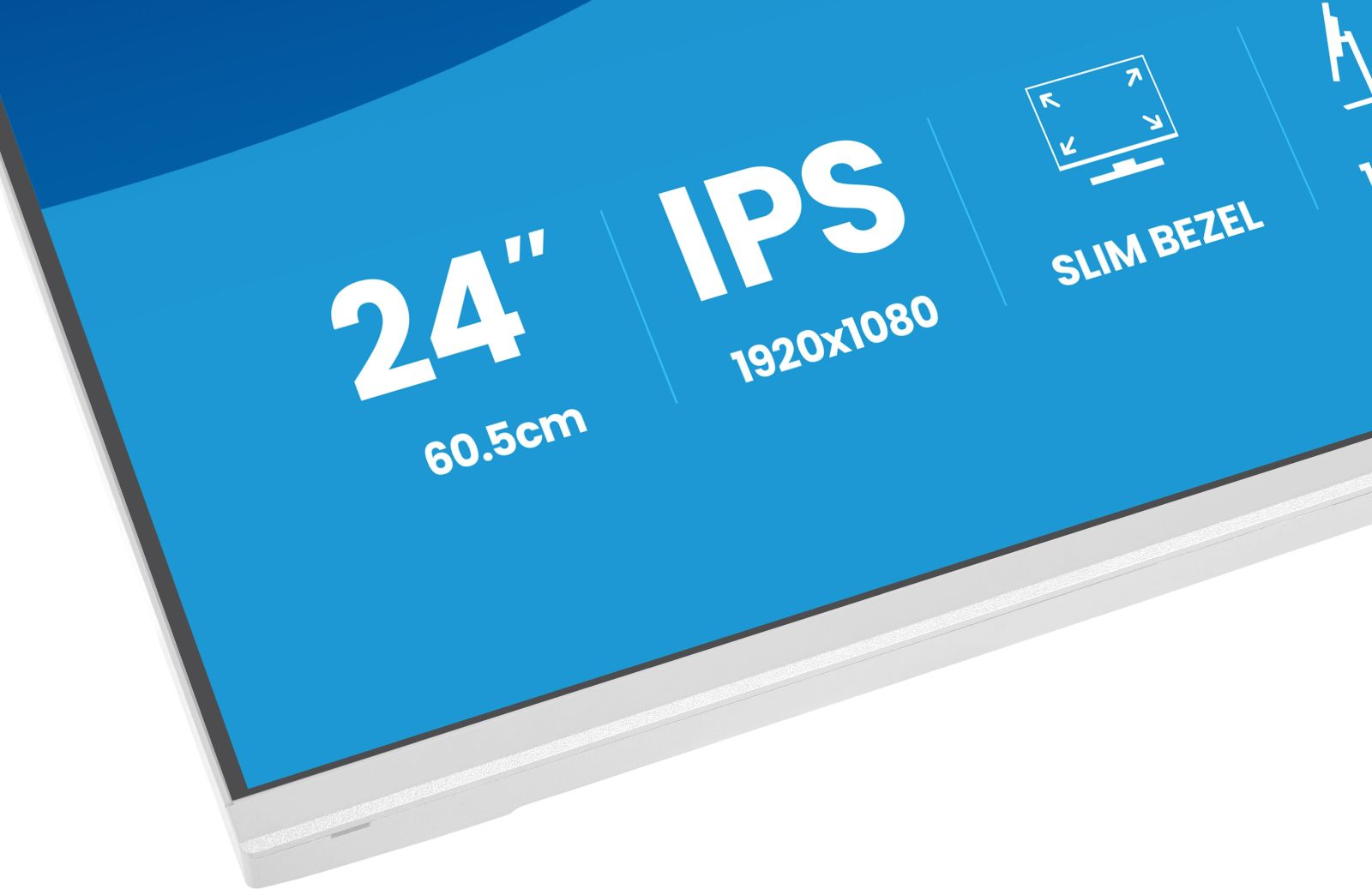 Monitor IPS da 24 pollici con risoluzione 1920x1080 e cornice sottile.