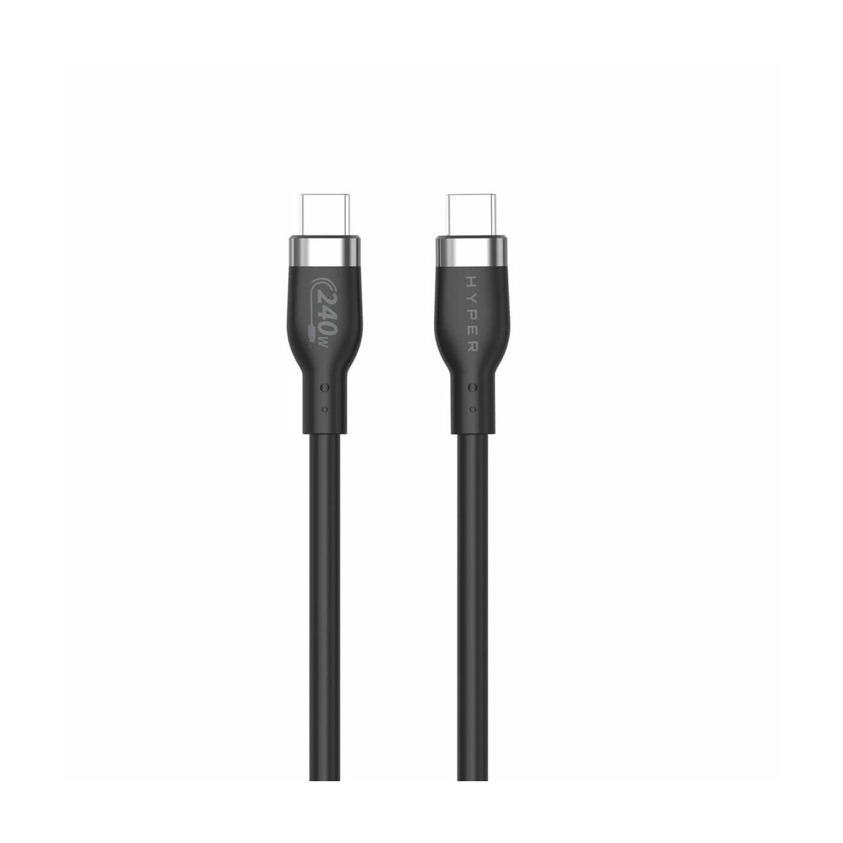 Due cavi USB-C neri uno accanto all'altro, uno con 240W, l'altro HYPER.