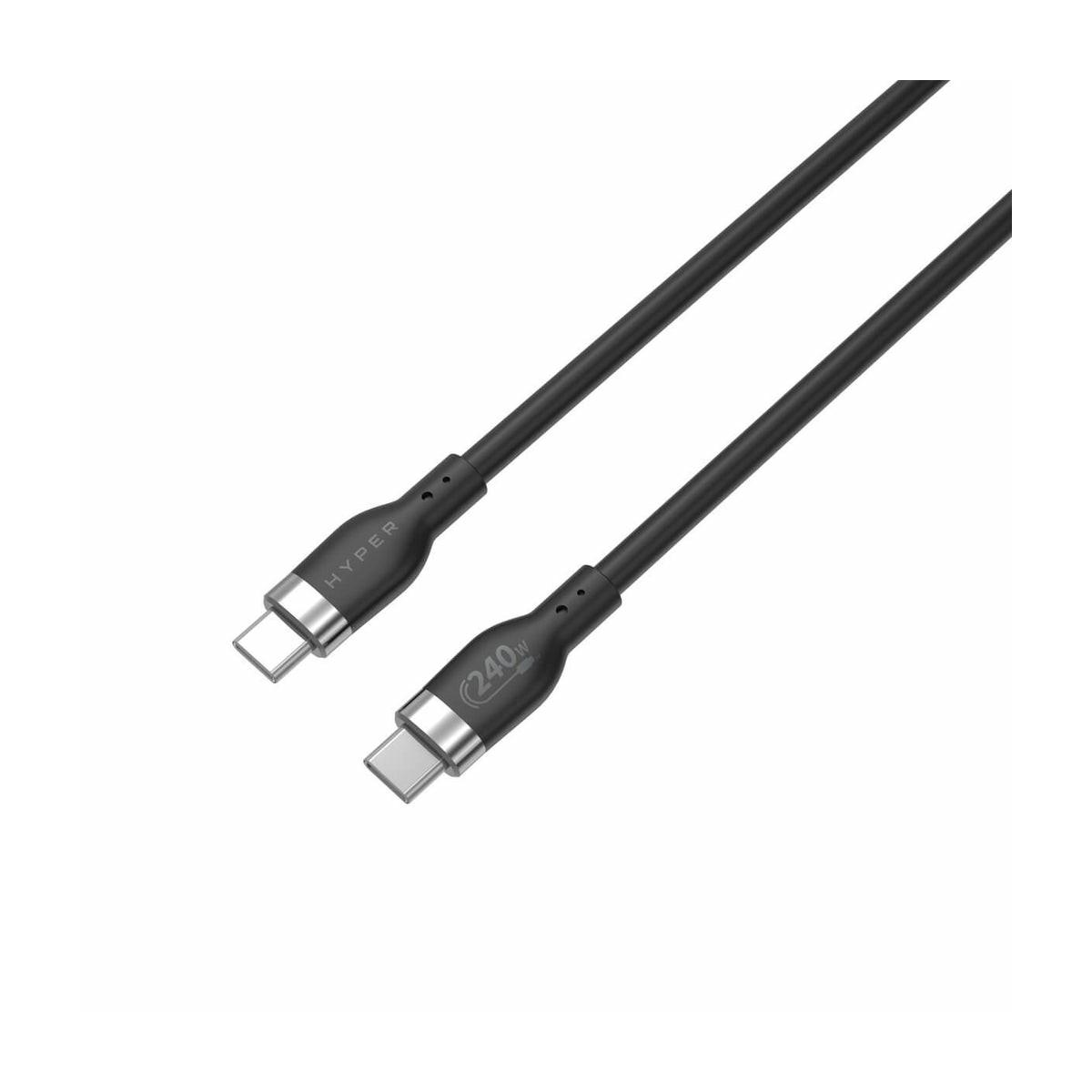 Due cavi USB-C neri con connettori argentati, uno etichettato 240W.
