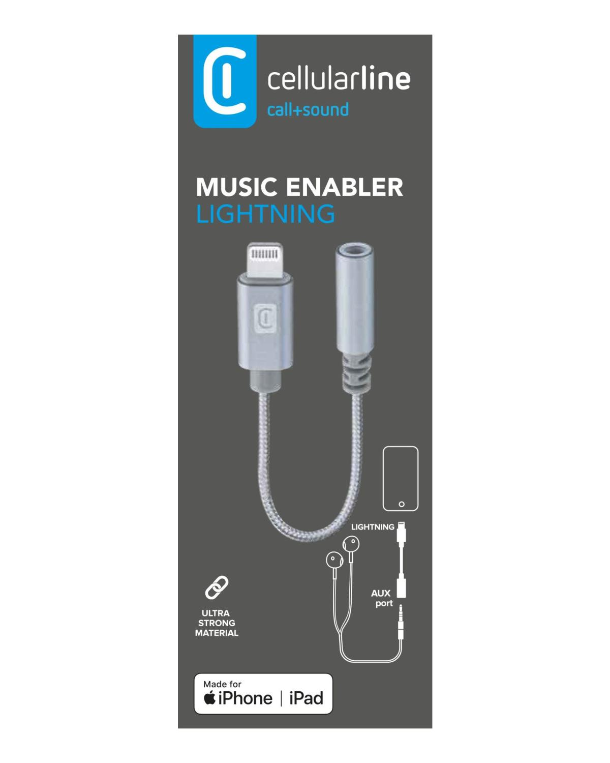 Cellularline Lightning auf 3,5-mm-Aux-Adapter für iPhone und iPad.