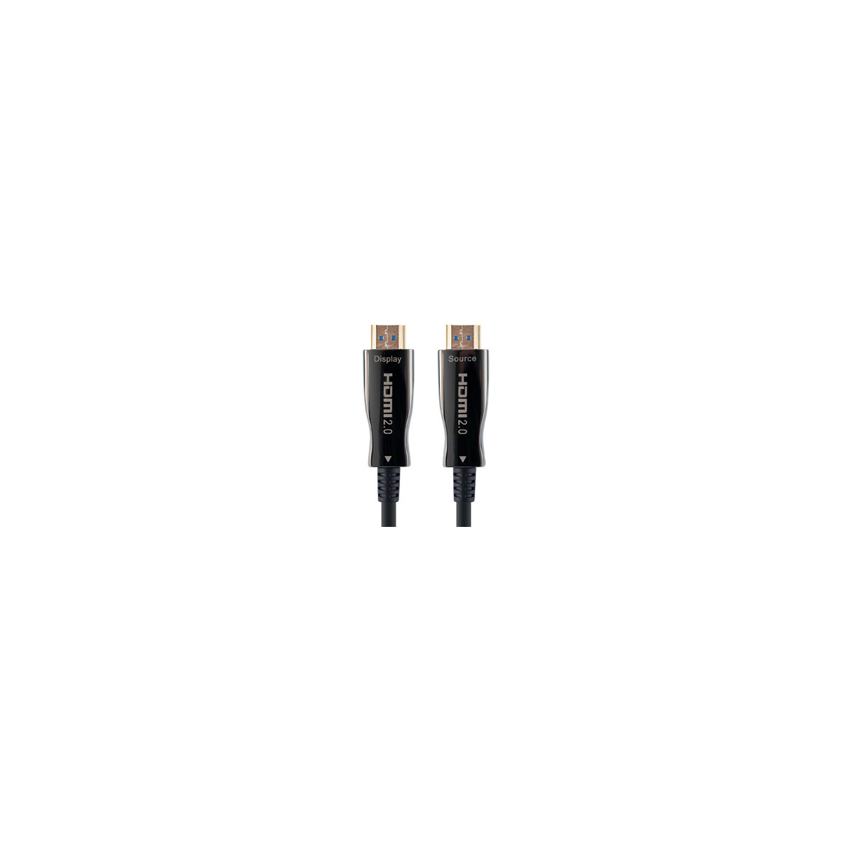 Twee HDMI 2.0 kabels met opschrift 'Display' en 'Source'.