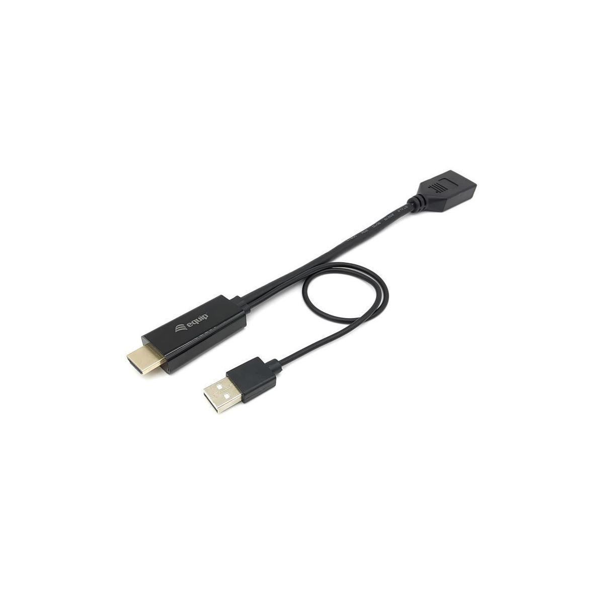 Cable adaptador USB-C a USB-A negro con lazo y conector USB-A.
