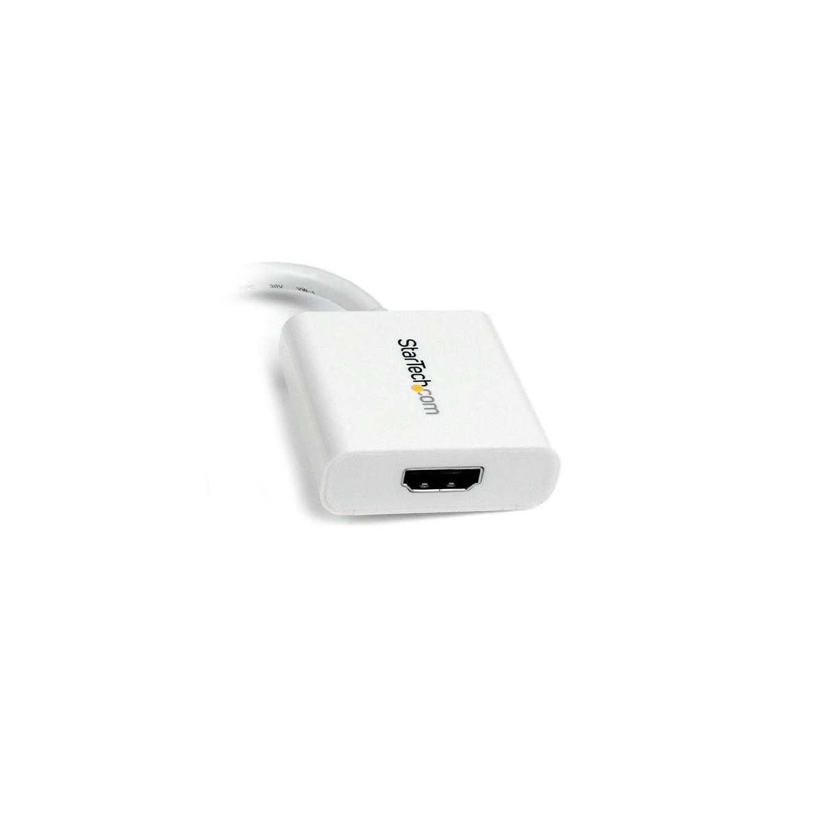 Ein weißer HDMI-Adapter mit dem StarTech.com-Logo und einem HDMI-Anschluss.
