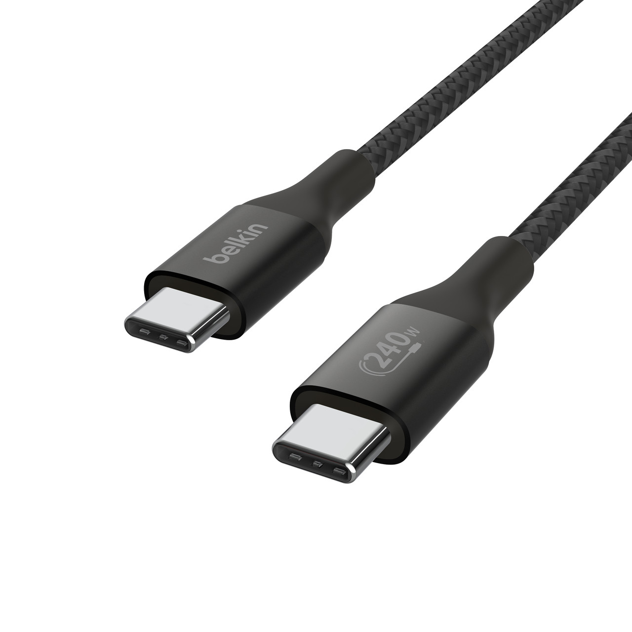 Twee zwarte USB-C kabels met gevlochten draad en zilveren connectoren.