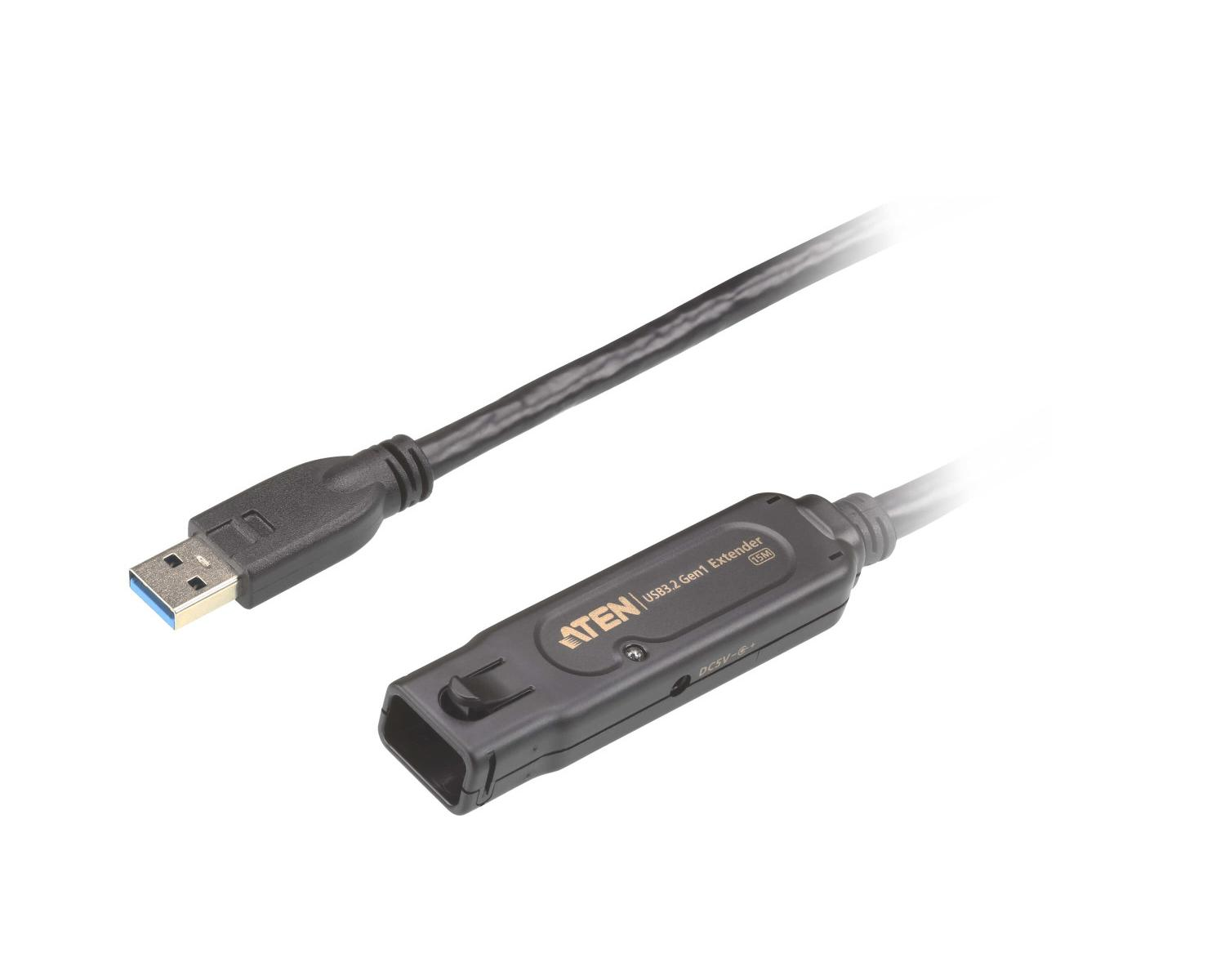 Un estensore USB 3.2 Gen 1 nero con connettore USB-A e unità ricevente.
