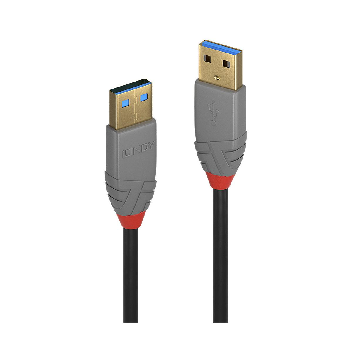 Twee grijze USB 3.0 kabels met rode accenten en gouden connectoren.