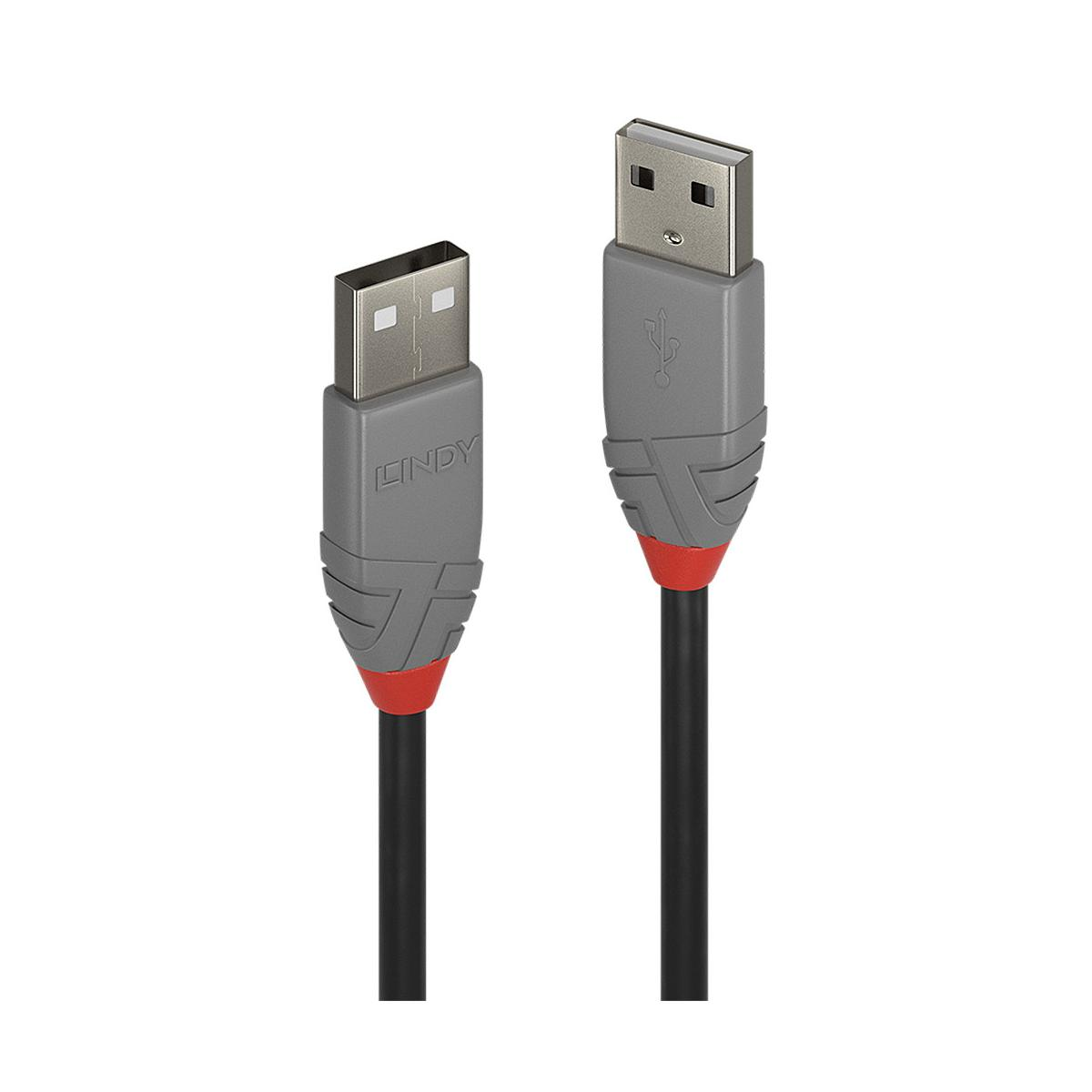 Deux câbles USB gris avec des accents rouges et des cordons noirs sur fond blanc.