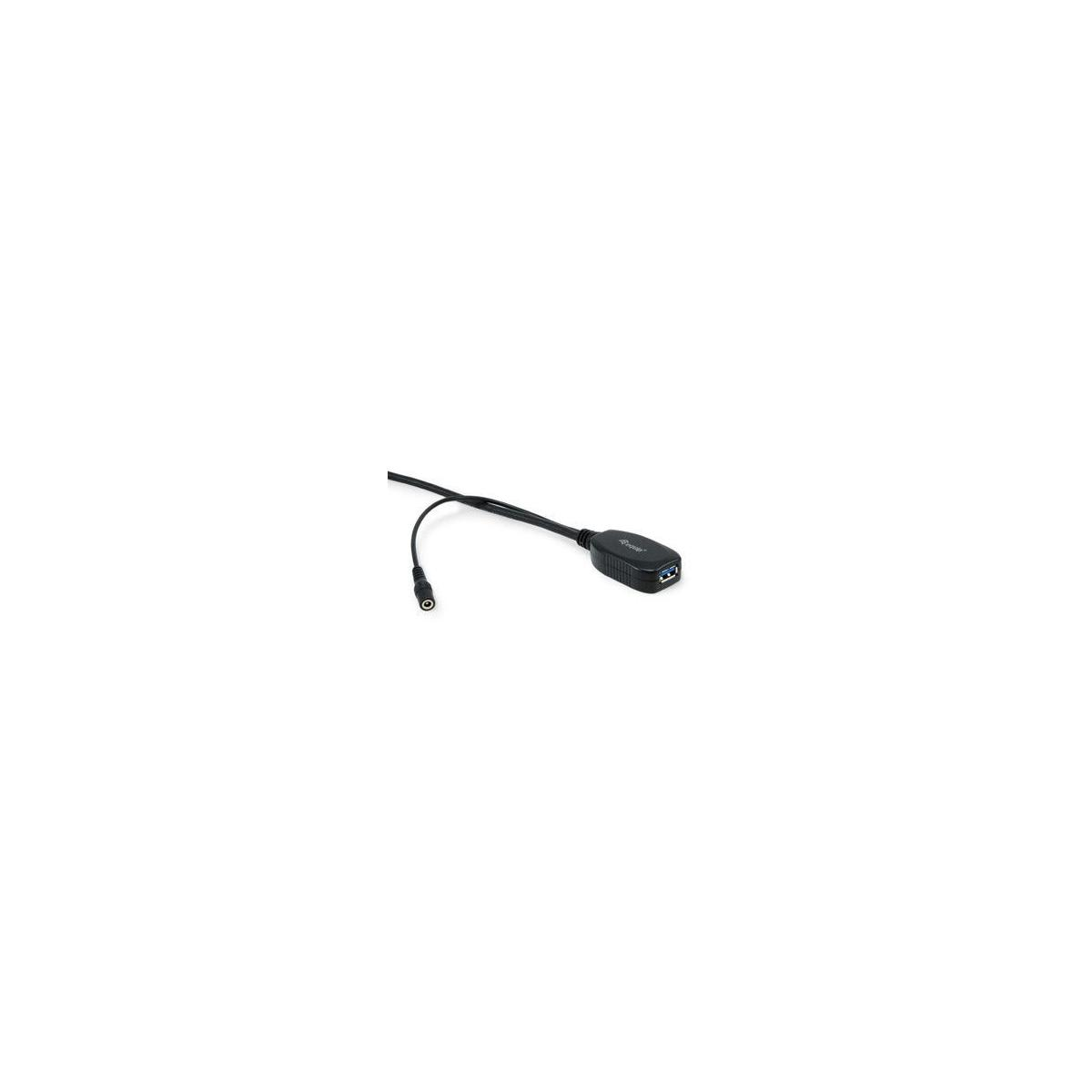 Un cavo di prolunga USB nero con un connettore maschio e uno femmina.