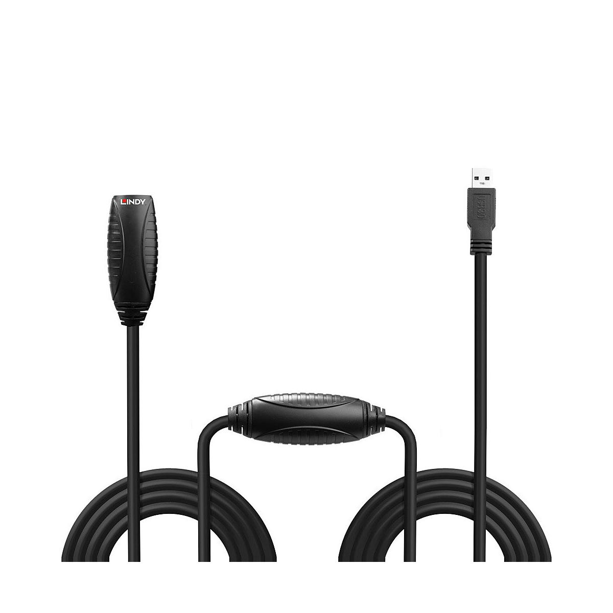 Cable USB negro con dos concentradores y un conector USB-A.