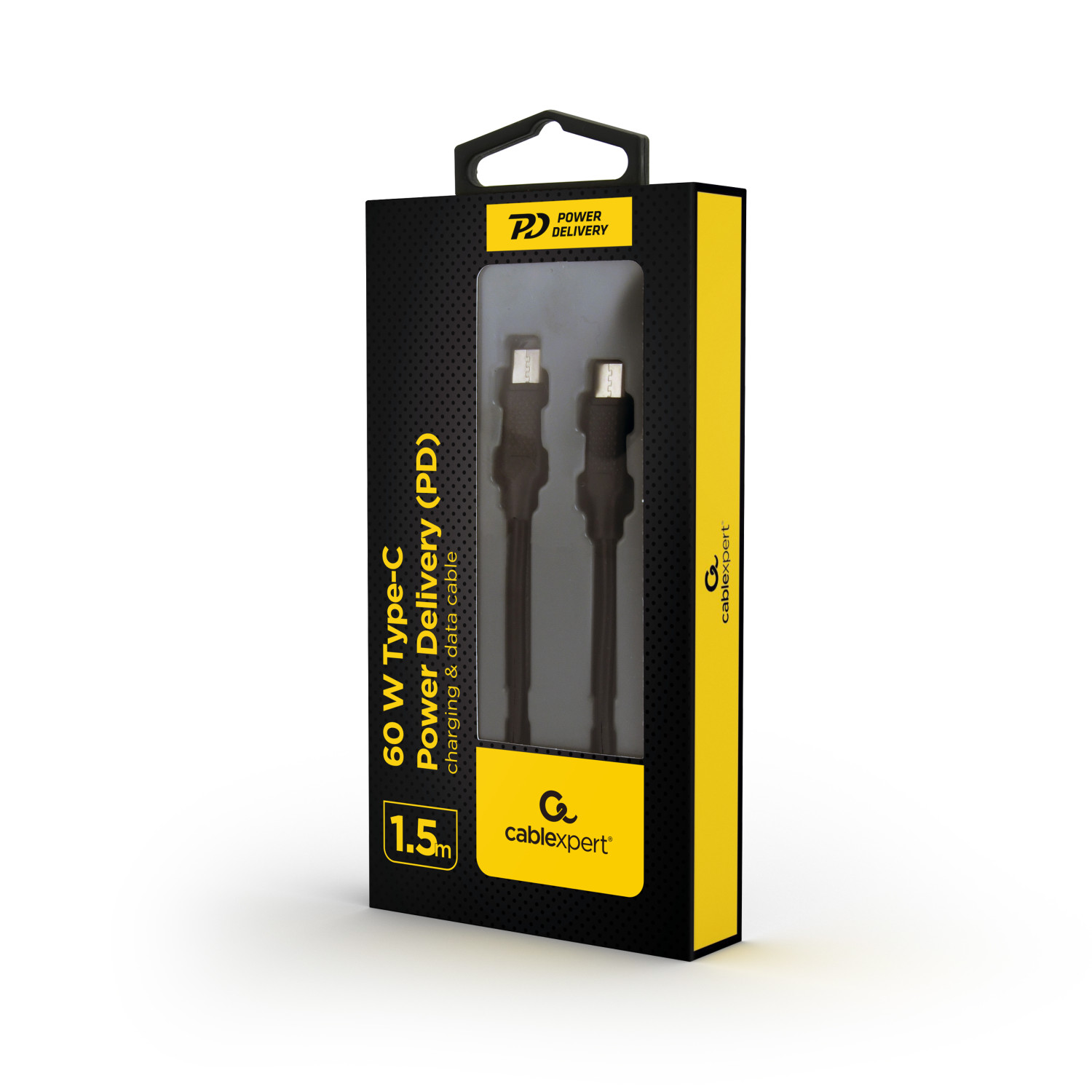 Câble de charge/données USB-C PD 60W, 1,5m, emballé, par Cablexpert.