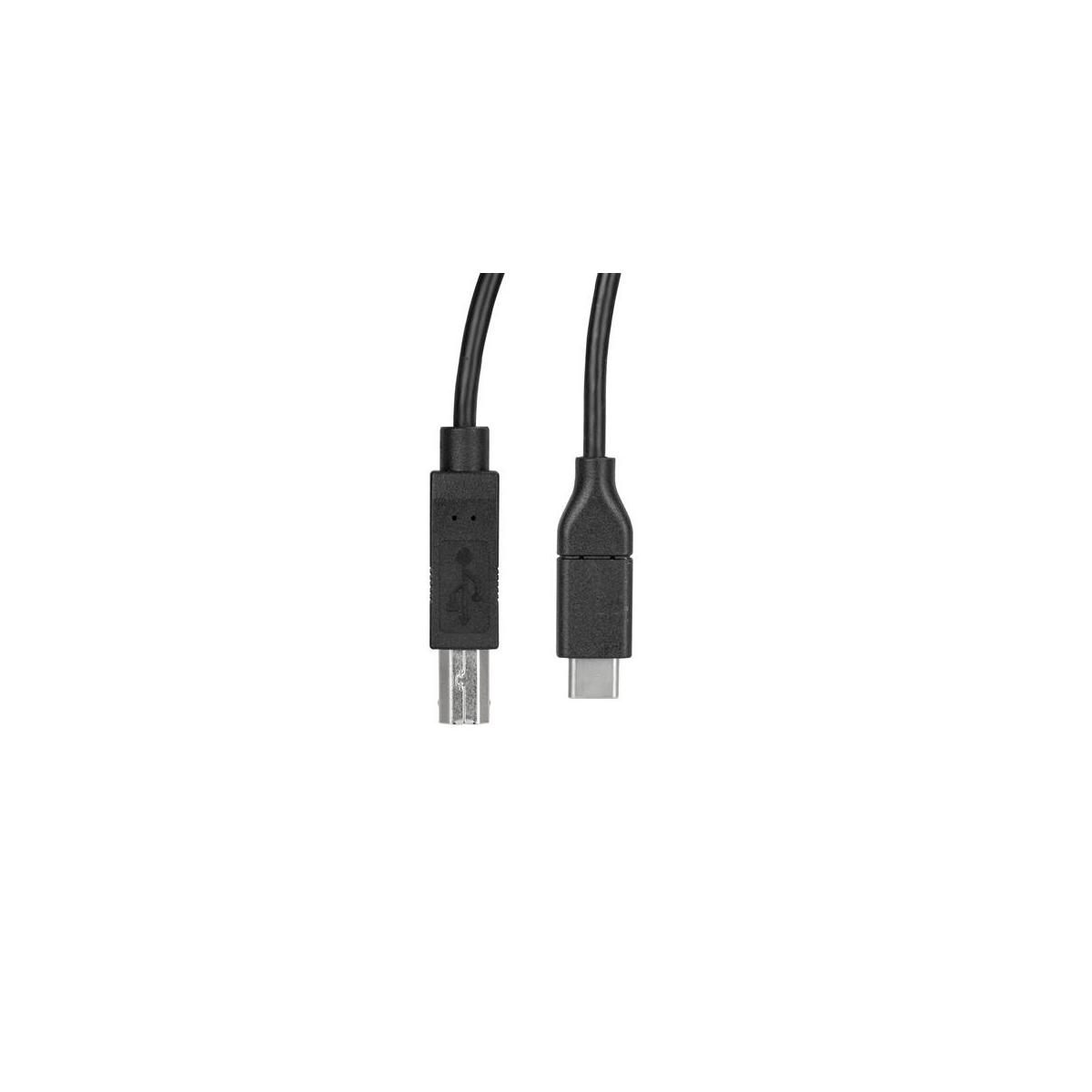 Een zwarte USB-kabel met USB-A en USB-C connectoren.