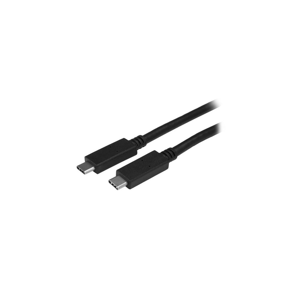 Dos cables USB-C negros con conectores sobre fondo blanco.