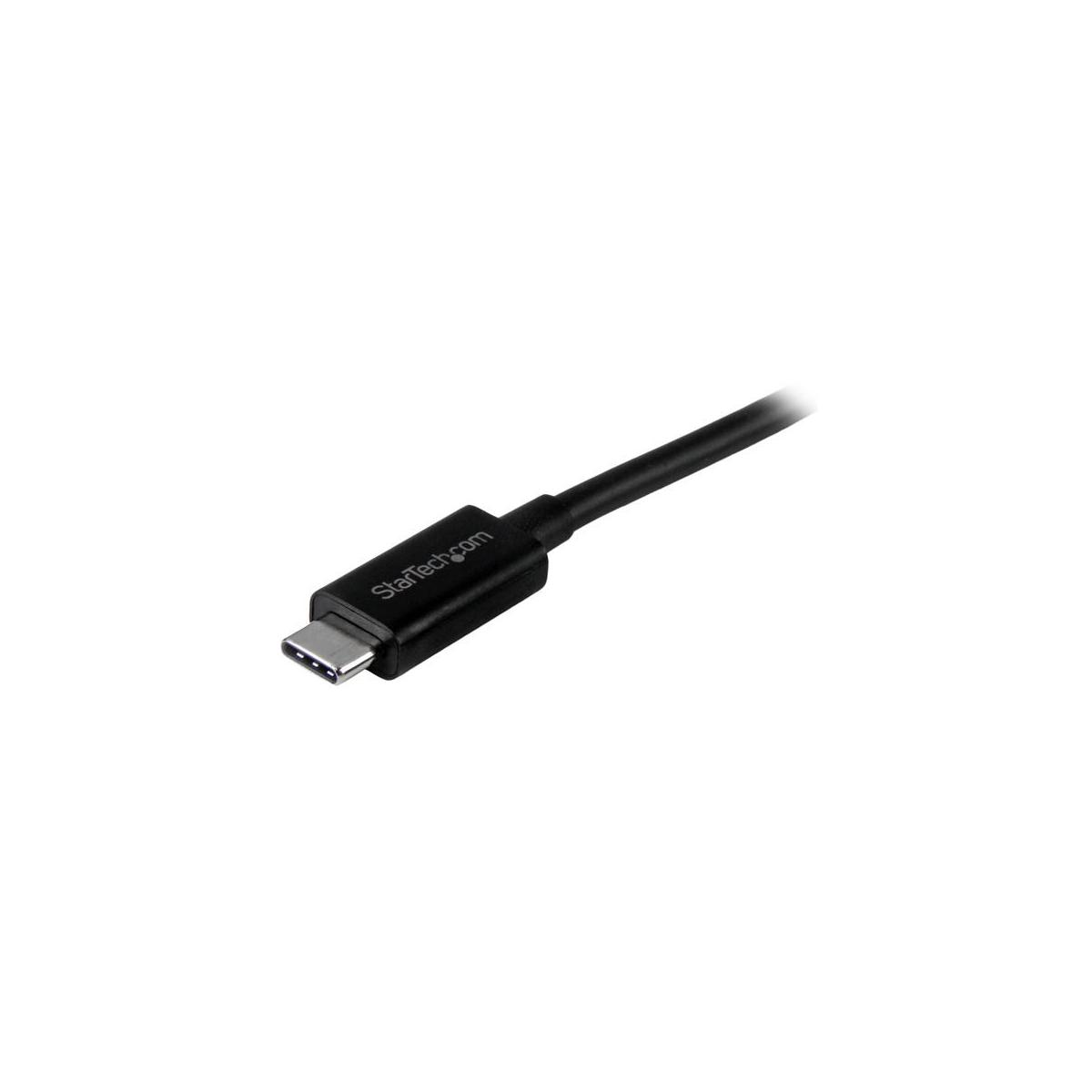 Zwarte USB-C kabel met StarTech.com logo op witte achtergrond.