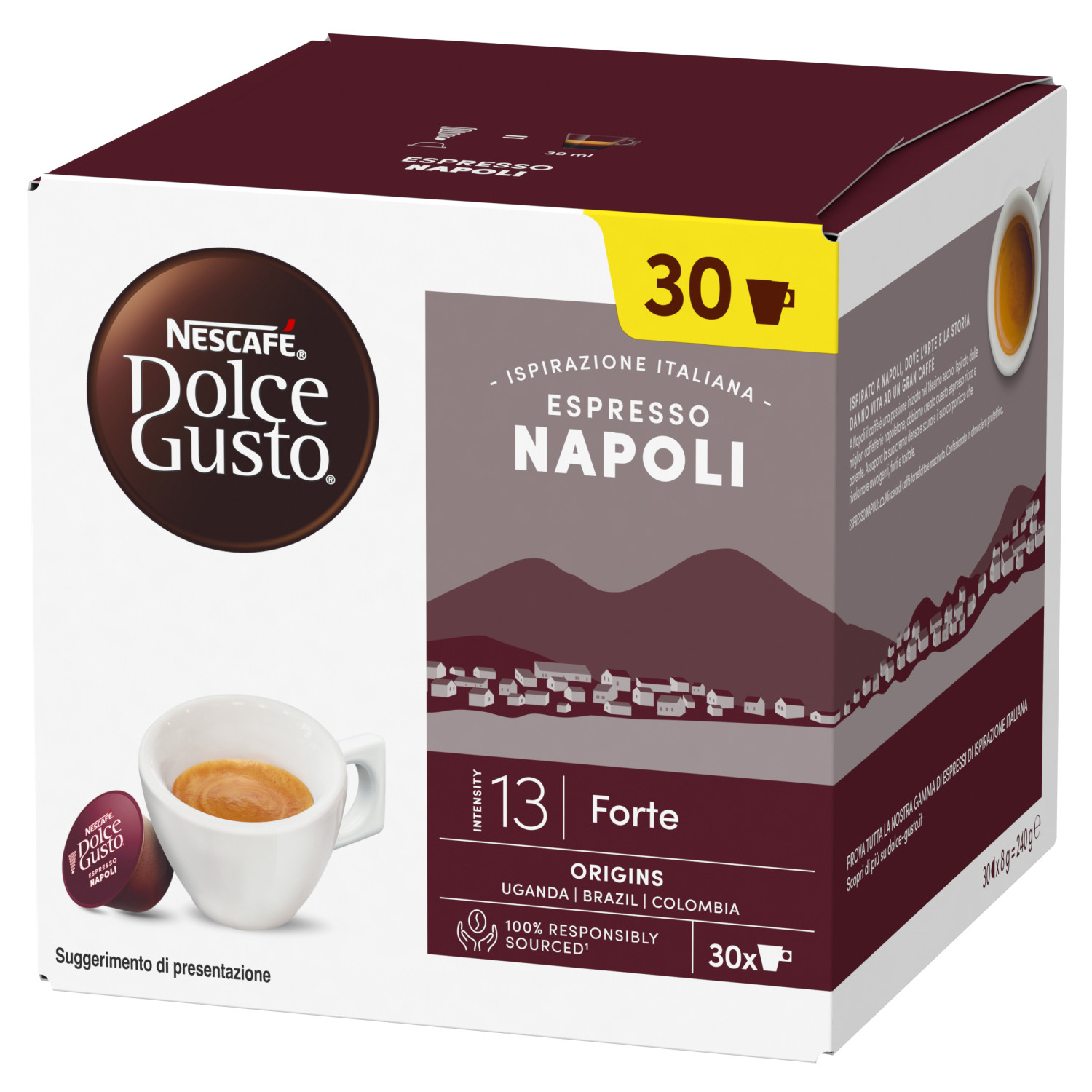 Scatola di capsule caffè Nescafe Dolce Gusto Espresso Napoli, 30 capsule.