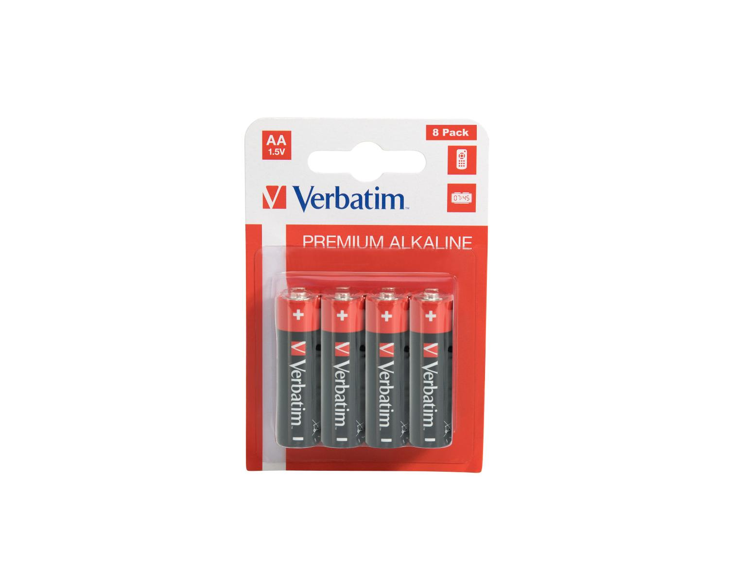 Verbatim AA Premium alkaline batterijen, 8 stuks.
