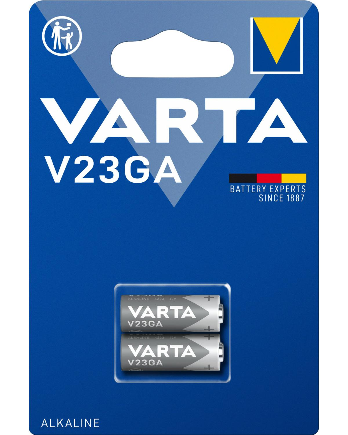 Varta V23GA alkaline batterijen, 12V, verpakking van twee.