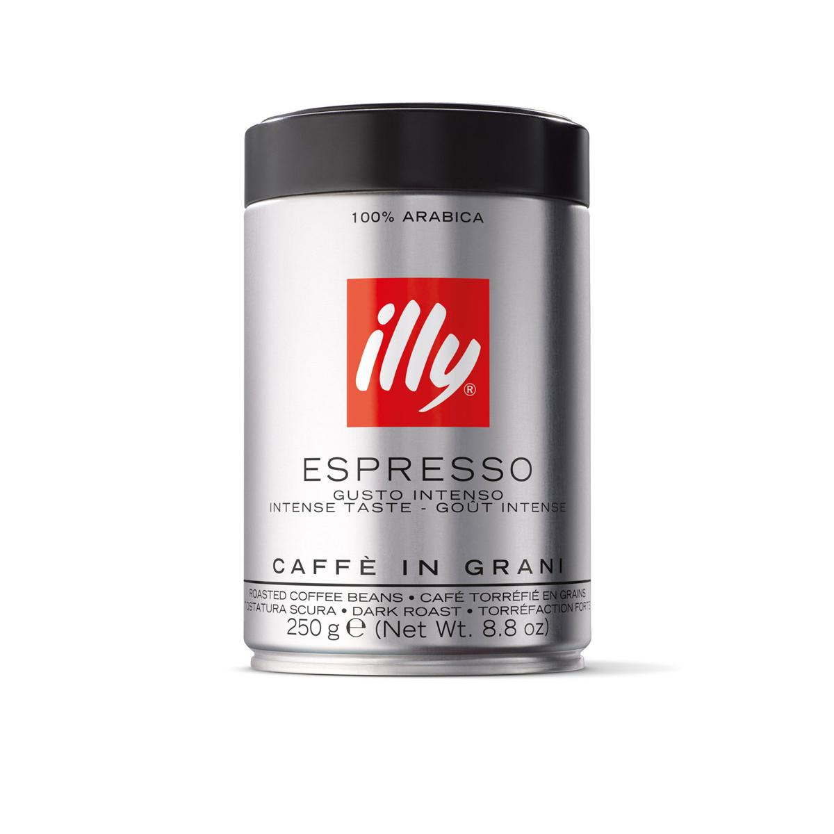 Lattina Illy Espresso, 100% Arabica, tostata scura, 250g.