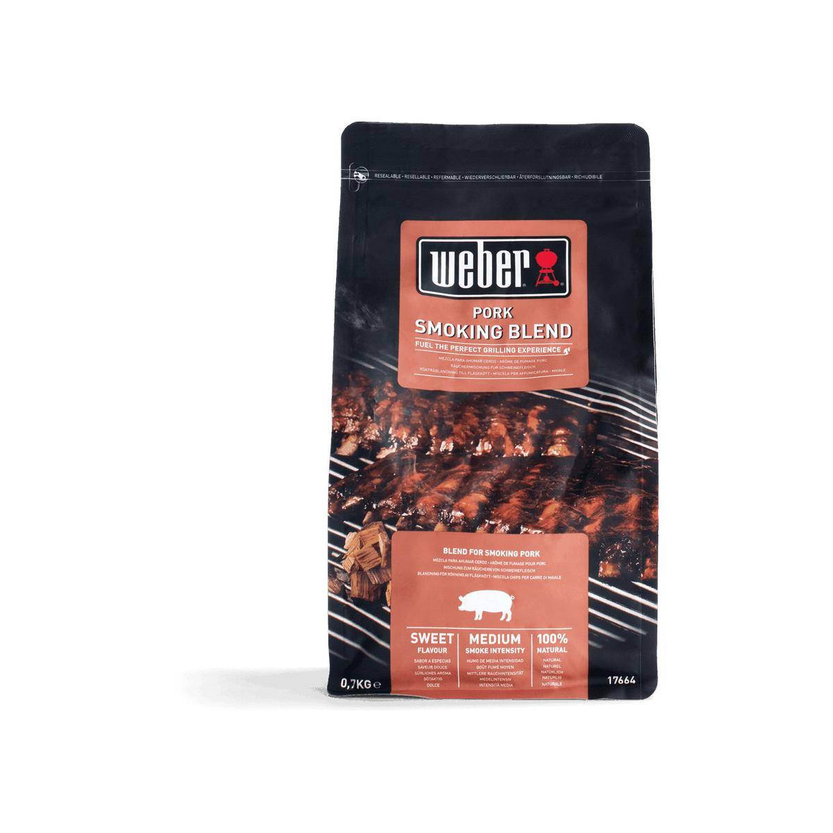 Miscela affumicatura maiale Weber, sapore dolce, intensità media, 0,7 kg.