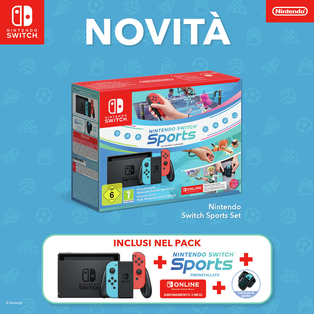 Nintendo Switch Sports Set mit Konsole, Controllern und Spiel. Enthält 3 Monate Online.