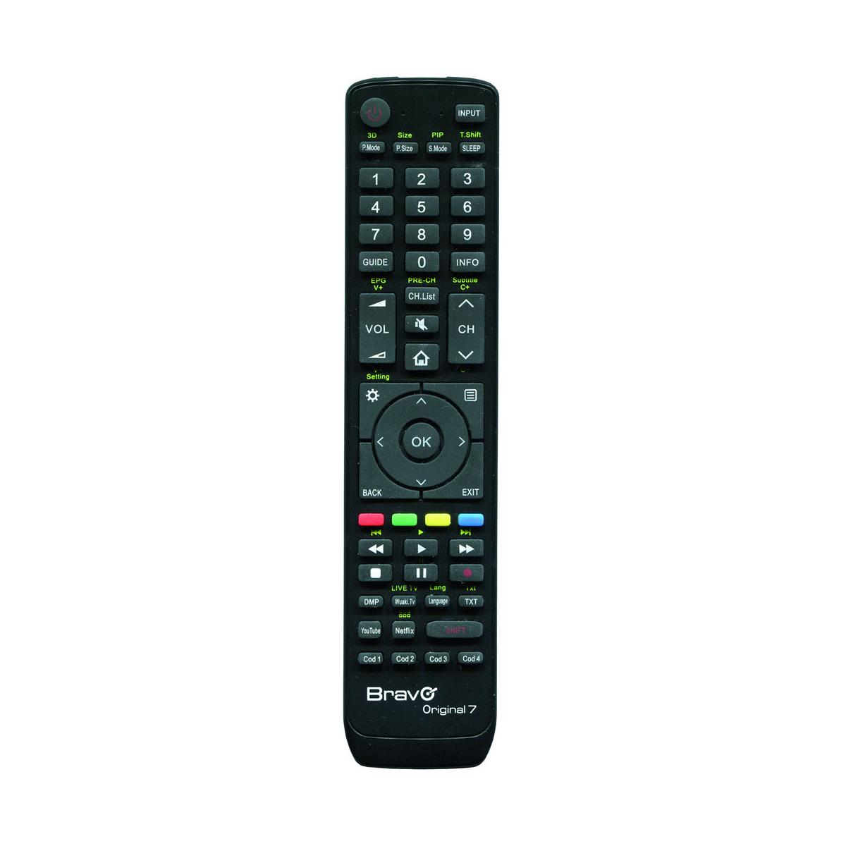 Telecomando nero con pulsanti ed etichette, Bravo Original 7.