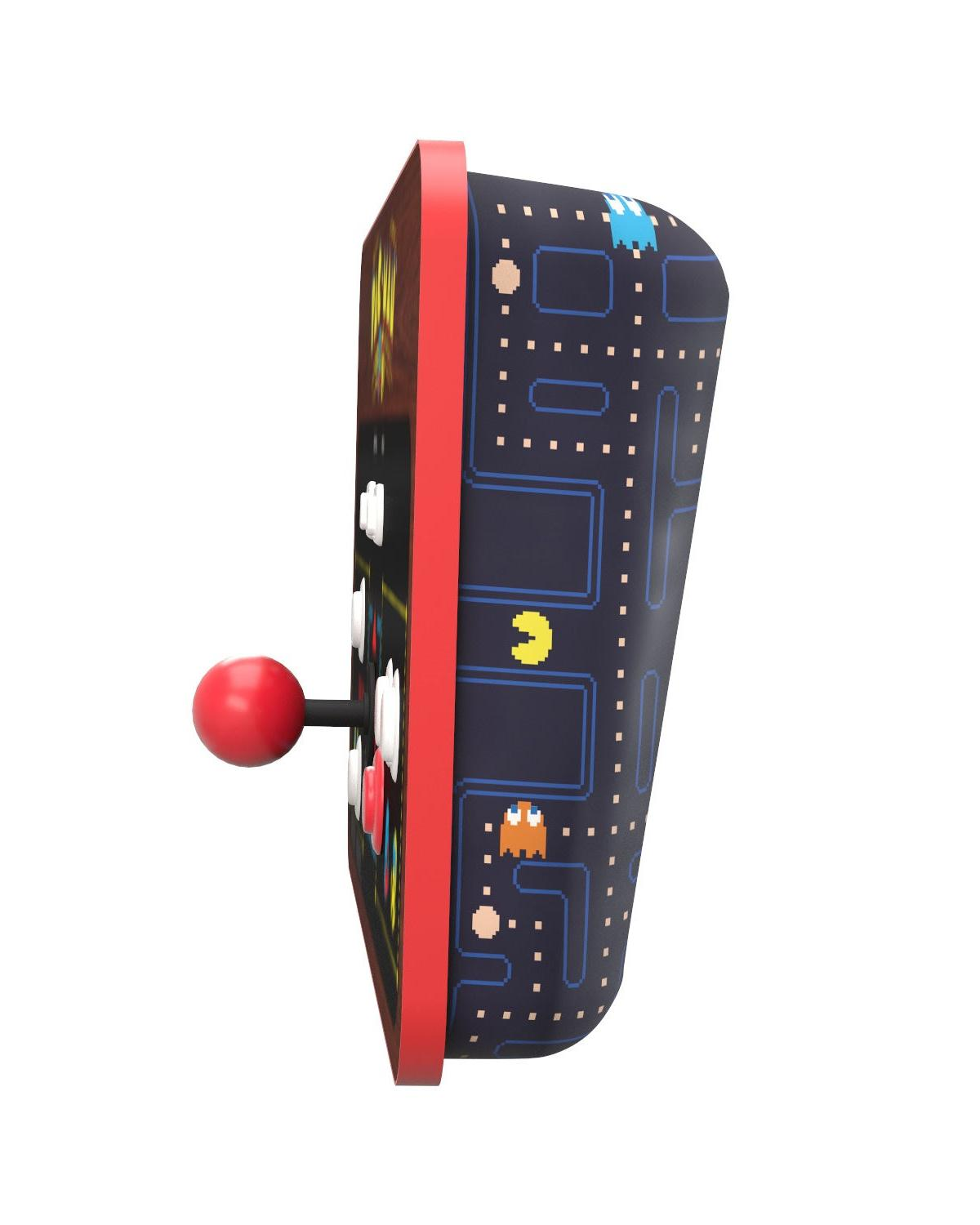 Un controller arcade a tema Pac-Man con joystick rosso.