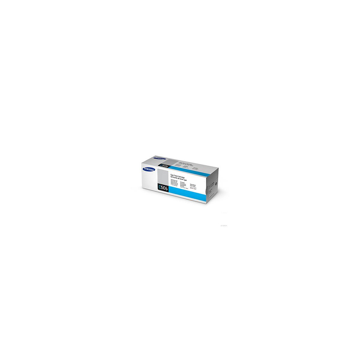 Cartuccia toner Samsung C506 in confezione blu e bianca su sfondo bianco.
