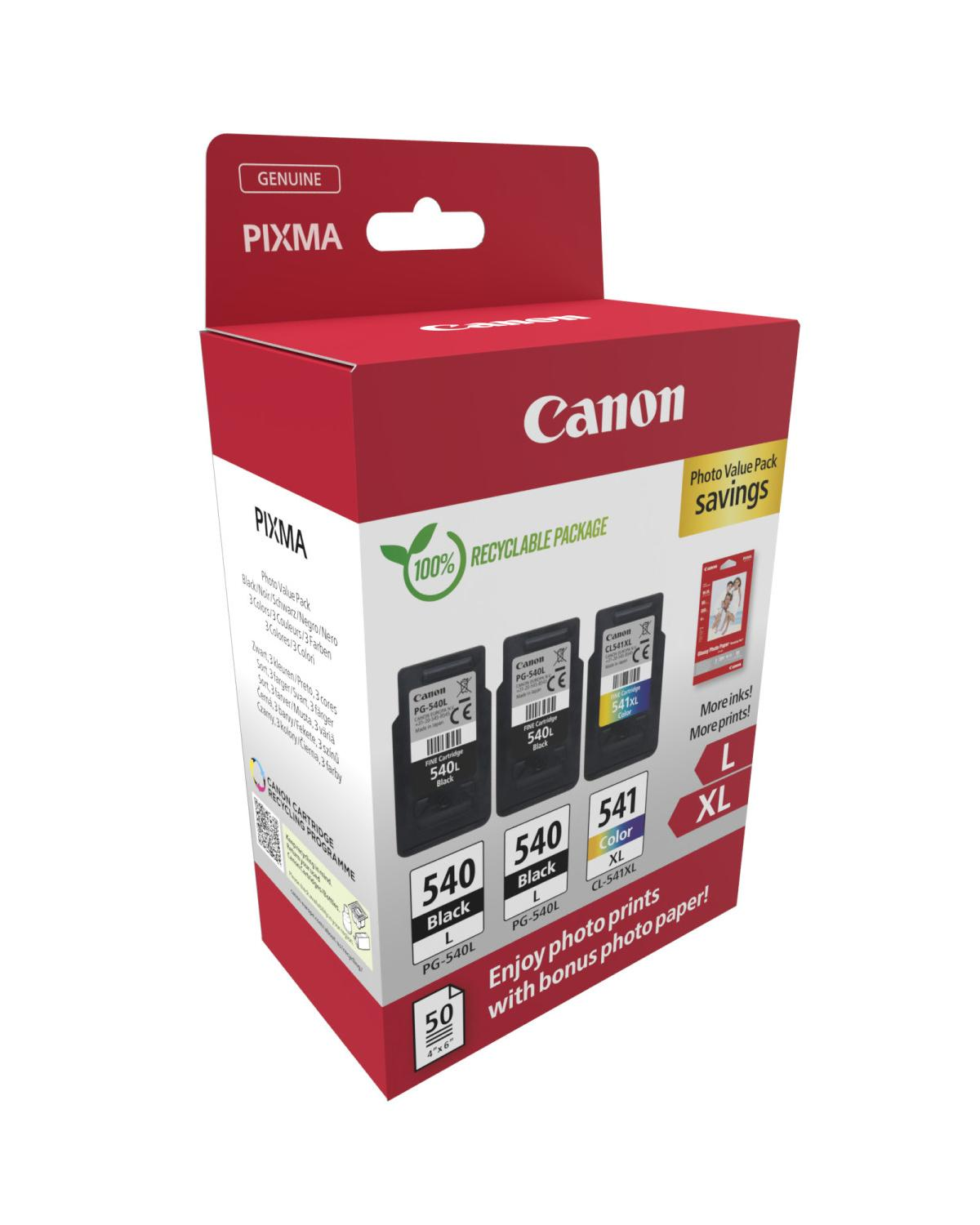 Canon Pixma zestaw foto z 2 tuszami: 1 czarny, 1 kolorowy. Zawiera papier fotograficzny.