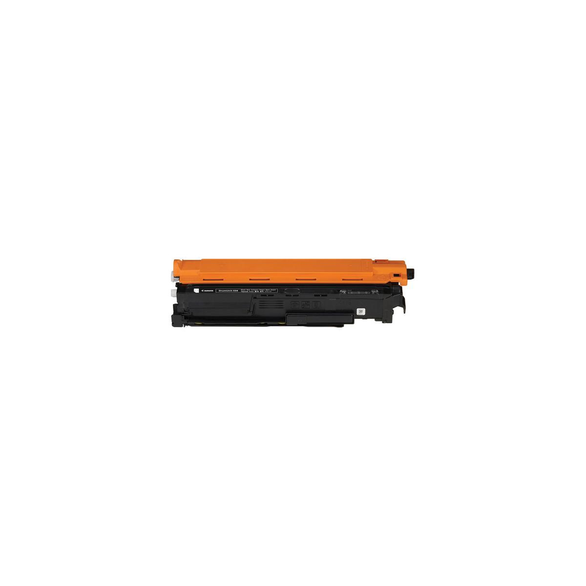 Cartucho de impresora naranja y negro con logo y número de modelo Canon.