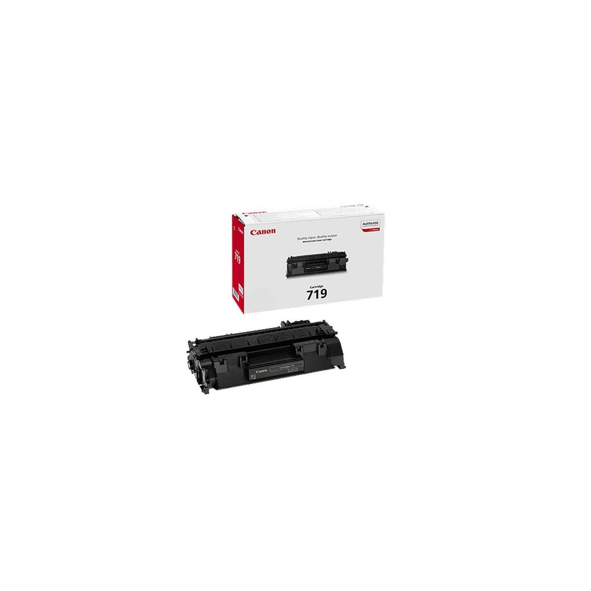 Canon 719 toner kartuşu ve ambalajı beyaz arka planda.